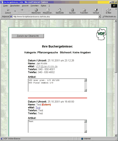 Die Gesuchsliste